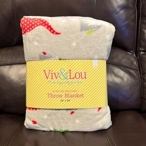 Holiday Throw Blanket - White with Red and Green Accents